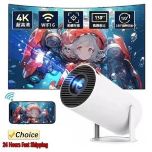 מקרן כיס נייד Mini Projector | זווית 270° | פועל גם עם חיבור לחשמל וגם עם אפשרות לסוללת גיבוי (USB-C) | עד 150 אינץ'