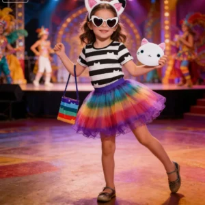 תחפושת גבי (מ"בית הבובות של גבי") סט מלא עם שמלת טוטו ותיק חתול