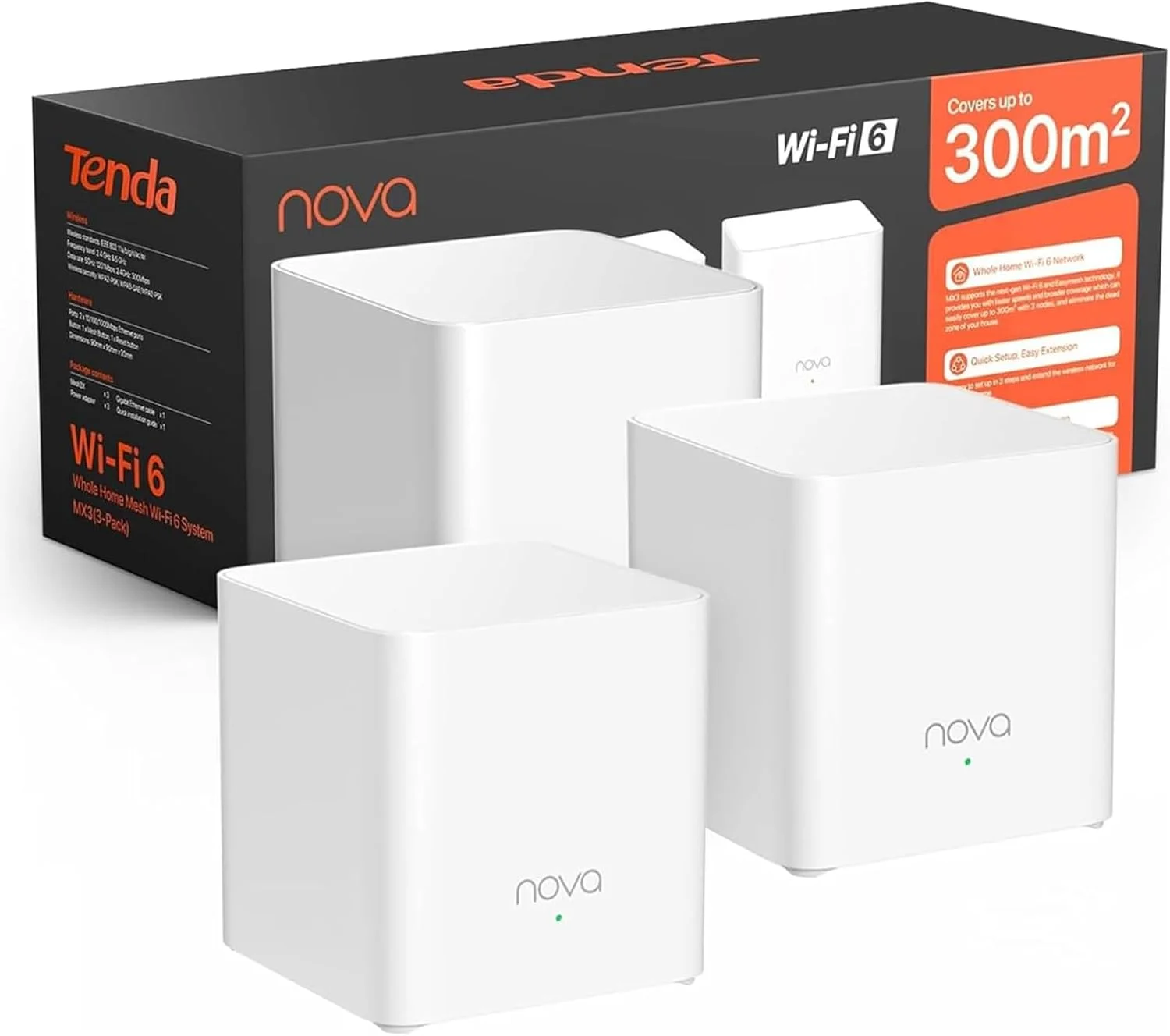 סט של 3 יחידות! מערכת Mesh WiFi 6 עוצמתית Tenda Nova MX3 לכיסוי מושלם