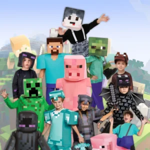 תחפושת מיינקראפט לילדים – סט שריון היהלום (Diamond Armor) עם מסכה החל מ23.2$