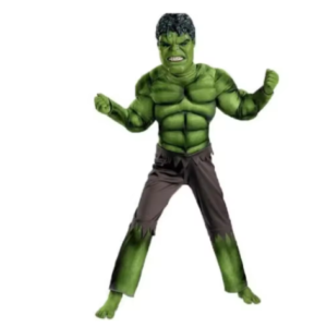 תחפושת הענק הירוק (Hulk) לילדים – סט גיבורי על מלא עם שרירים, מסכה וכפפות